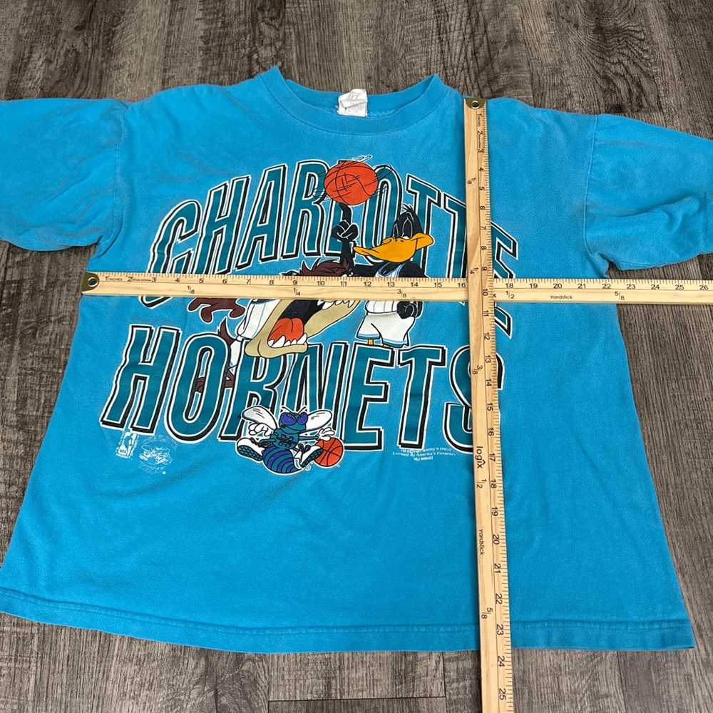 Vintage 90s Warner Bros NBA Charlotte Hornets Looney Tunes T Shirt Taz Daffy - Picture 3 of 6
